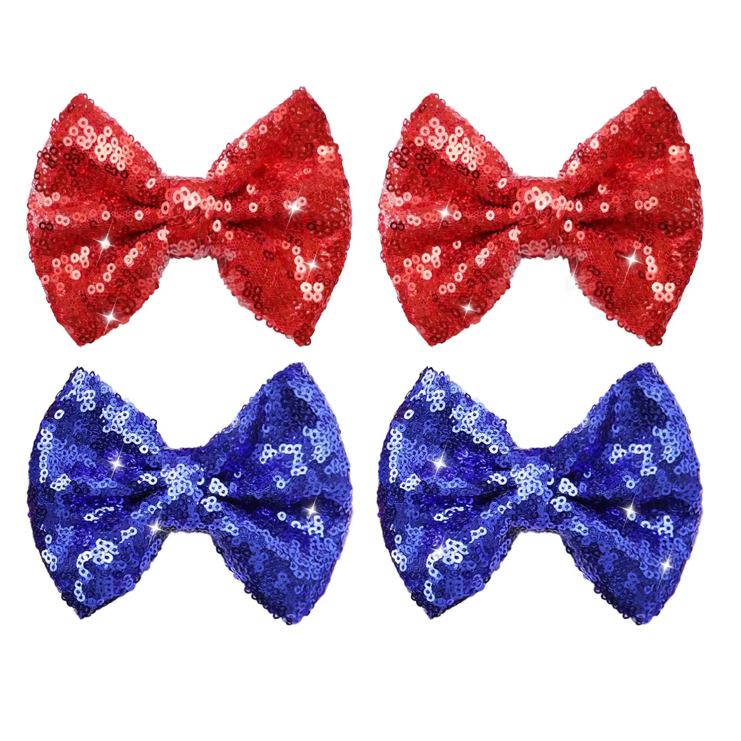 4th of July Hair Bows for Girls Blue Sequin Alligator Clips Glitter Hair Barrettes Clips Red Hair Clips Fourth of July Hair Accessories HairPins Clip for Baby Infant Toddlers Kids